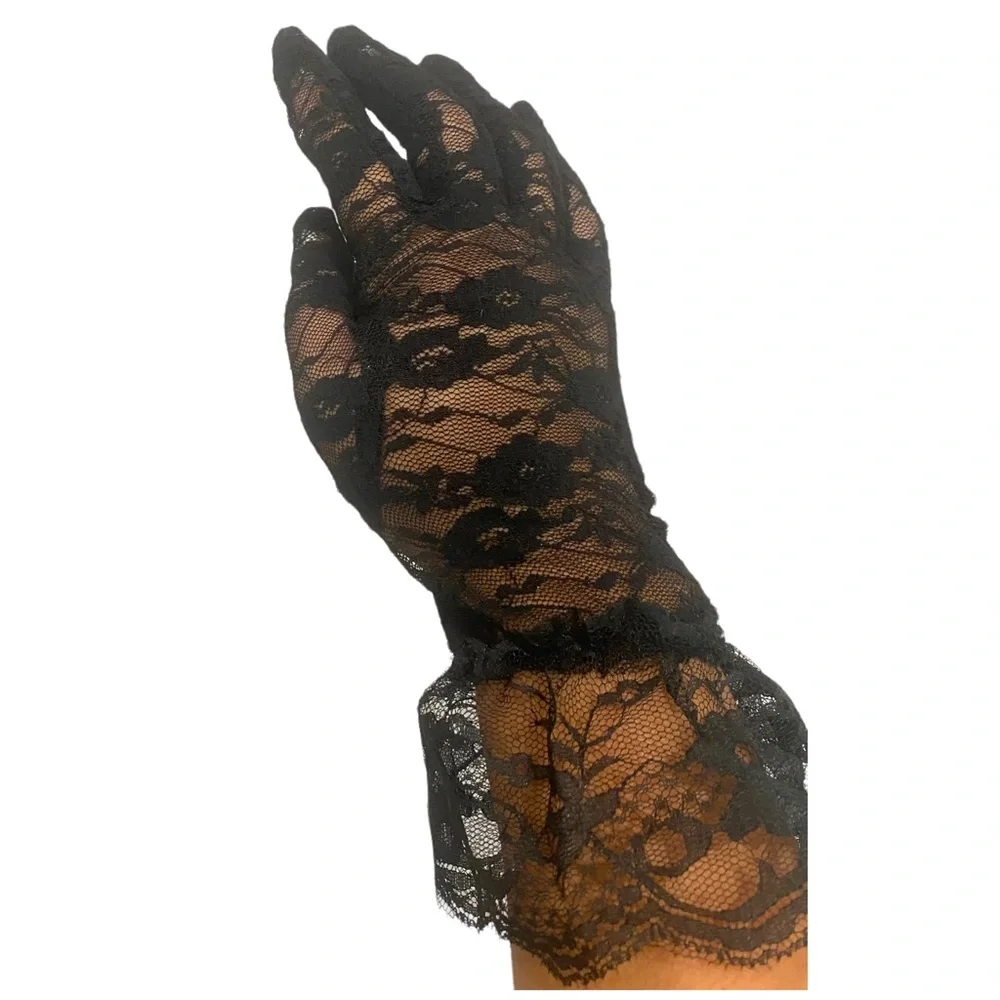 NWT Black Lace gloves Party Prom Vintage